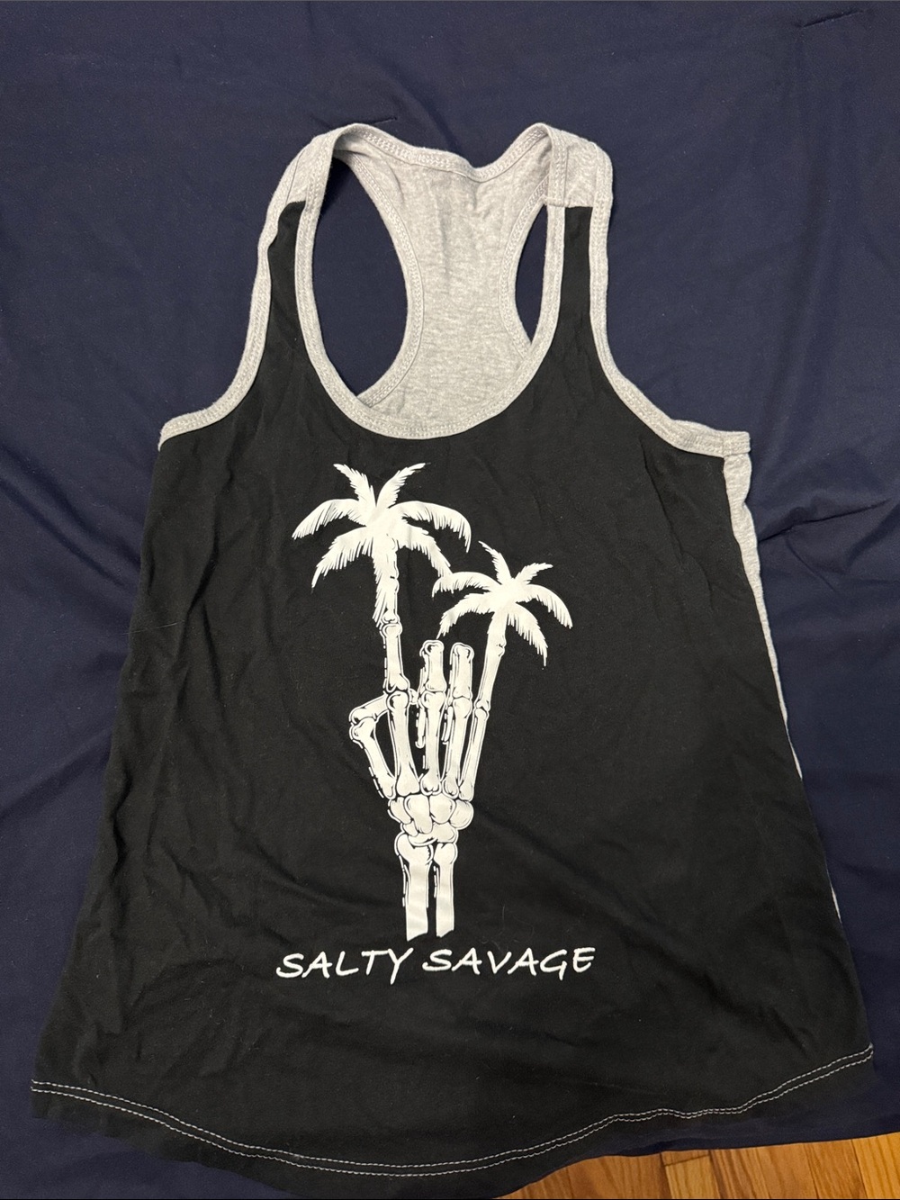 Salty Savage Women's Black Graphic Racerback Tank Top